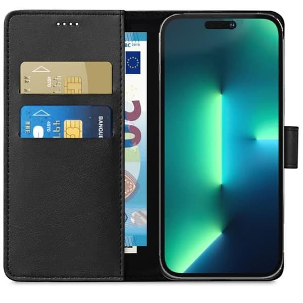 Coque til iPhone 14 PRO - Sort Wallet Flip Magnetisk Klap Kortopbevaring Phonillico® Svart