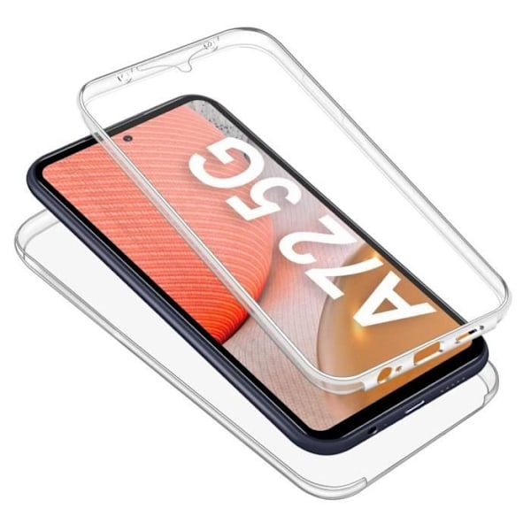 Skal till Samsung A72 - Transparent silikonskal i hela kroppen, 2 fram- och bakdelar, sammankopplade Phonillico® Transparent