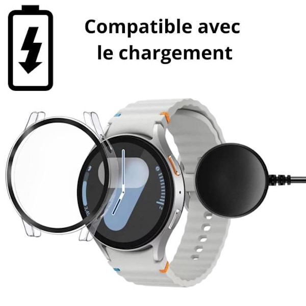Coque yhteensopiva Samsung Galaxy Watch 7 44mm - Kovakotelo läpinäkyvä näyttö lasi Phonillico Transparent