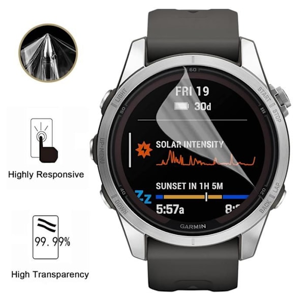 Suojakalvo Garmin Fenix 7s Pro:lle [Paketti 6] Kestävä, ultraohut suojakalvo Phonillico Transparent