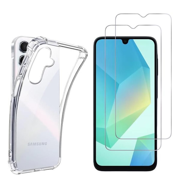 Stødabsorberende cover - Phonillico® - Samsung Galaxy A16 4G/5G - Fleksibel - Gennemsigtig - 2 Tempered Glass Transparent