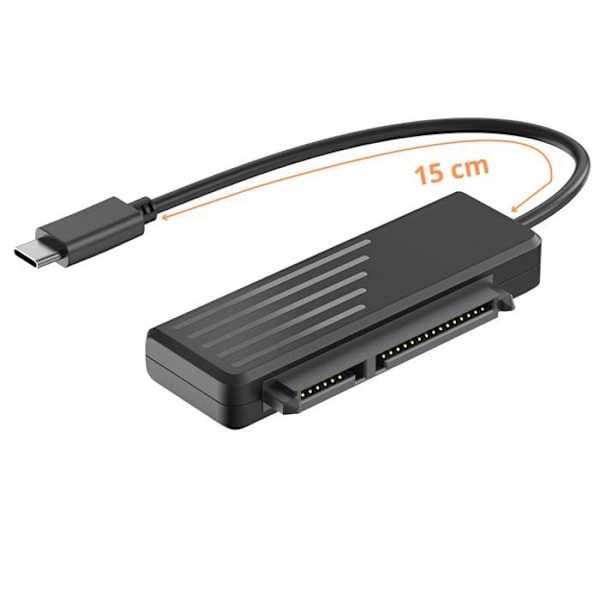 USB-C till SATA-kabel - Phonillico® - HDD/SSD 2,5" - Plug&Play - Kompatibel med Windows/Mac/Linux - Svart