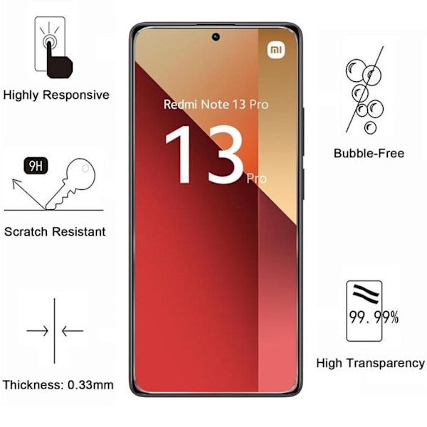 Iskunkestävä kuori - Phonillico® - Xiaomi Redmi Note 13 Pro 4G - Pehmeä silikoni - Kirkas - 2 tekemällä vahvistettua lasia Transparent