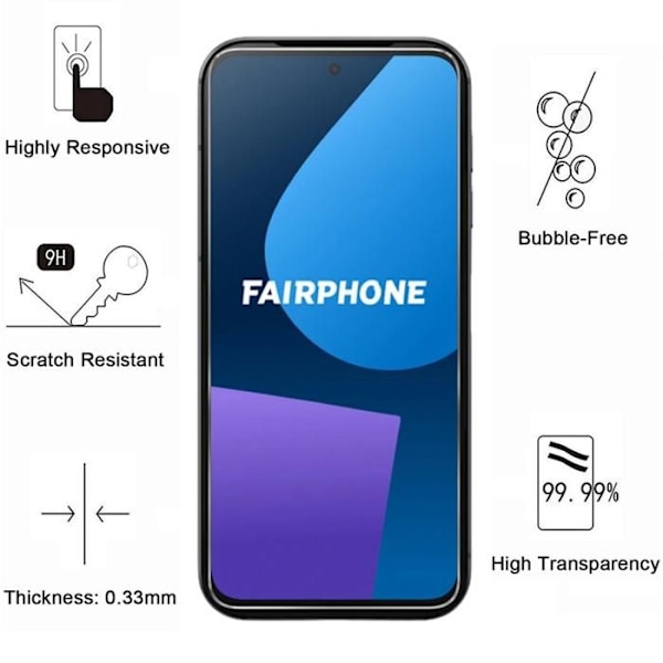 Film av härdat glas för Fairphone 5 [Pack 4] Skärmskydd Phonillico® Transparent