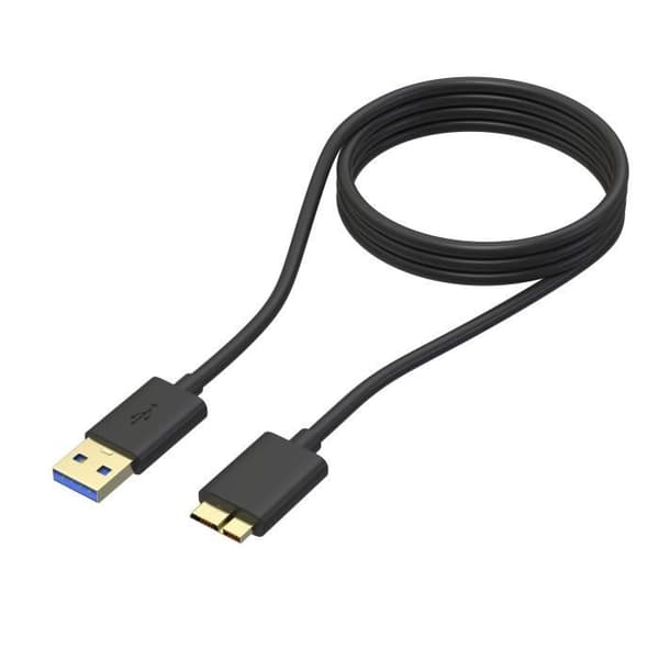 USB 3.0 Han A til Micro B kabel til Nikon D800/D800E/D810/D810A/D5/D500 /Canon EOS 5DS/5DSR/5D4 - 1m Phonillico® Svart