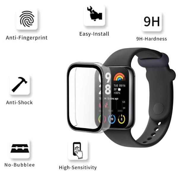 Kompatibelt fodral för Xiaomi Smart Band 8 Pro - Hårt skyddsfodral Transparent härdat glasskärm Phonillico Transparent