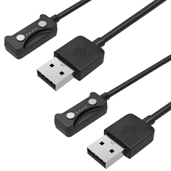 Laturi Polar Pacer/Pacer Pro/Ignite 3 älykellolle - 2 kpl 1m USB-kaapeleita - Phonillico® Svart