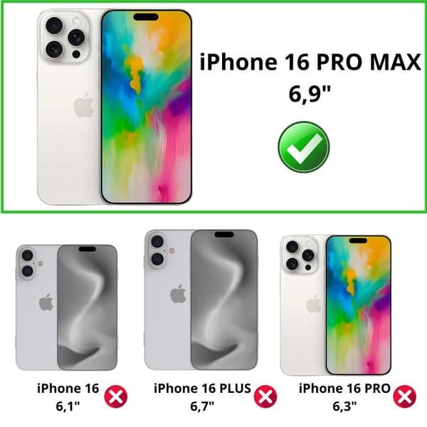 Filmm Spänt Glas för iPhone 16 PRO MAX och Kameraskydd [Pack 2] Skyddsglas Phonillico® Transparent