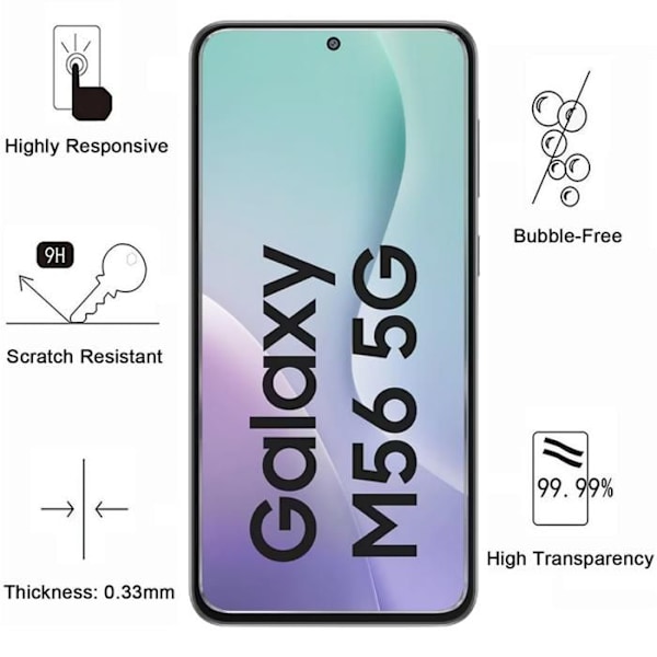 Samsung Galaxy M56 5G: Temperoitu lasi [Paketti 4] Näytönsuojakalvo Phonillico® Transparent