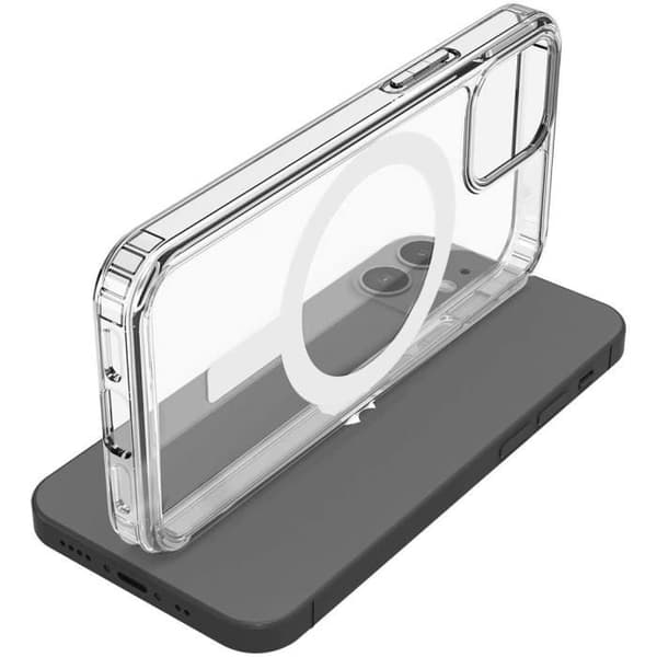 Coque til iPhone 14 - Transparent Silikone med indbygget magnetisk cirkel Phonillico® Transparent