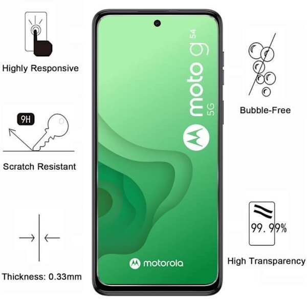 Suojakalvo - Phonillico® - Motorola Moto G54 - 4 kpl - Karkaistu lasi - Naarmunkestävä Transparent