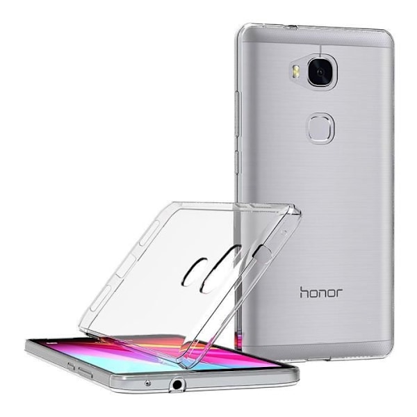 Telefonfodral - Phonillico® - HUAWEI HONOR 5X - Transparent Silikon - Härdat Glas - Ultra Tunn Transparent