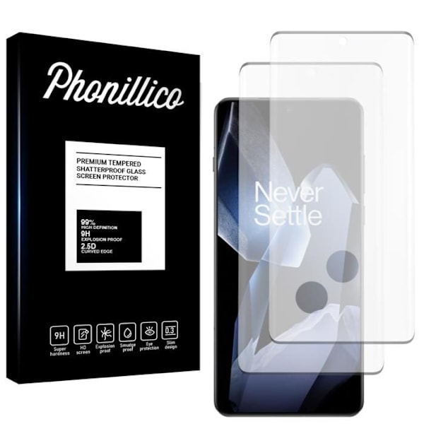 Härdat glas - Phonillico - OnePlus 13 - Paket med 2 - Repö Resistant - Transparent Transparent