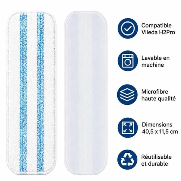 Vileda H2Pro/O-Cedar H2prO Moppeklud [Sæt 6] Vaskbar genanvendelig Phonillico®