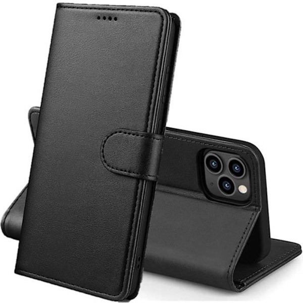 Coque til iPhone 13 PRO MAX (6,7") - Sort Wallet Klap Magnetisk Låg Kortopbevaring Phonillico® Svart