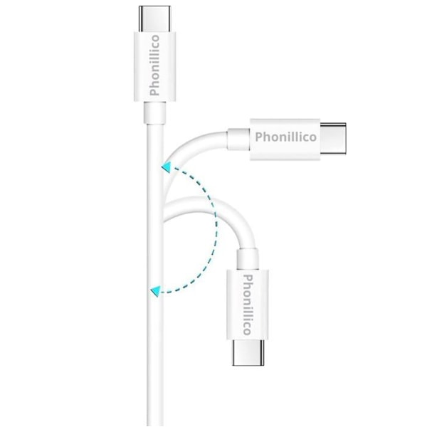 Lot med 2 kablar för Google Pixel Buds - USB-C kabel Vit 1 Meter Phonillico Vit