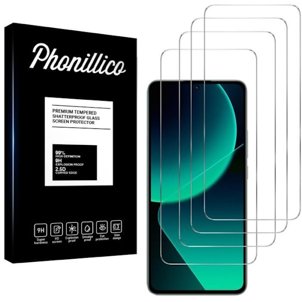 Härdat glas för Xiaomi 13T - 13T PRO [Pack 4] Skyddsglas Display Phonillico® Transparent