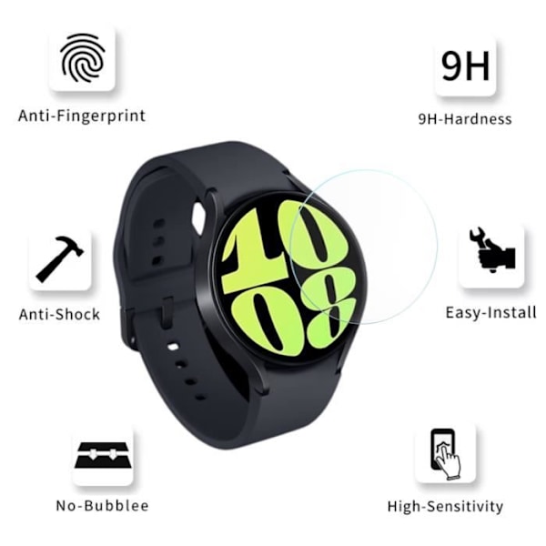 Härdat Glas för Samsung Galaxy Watch 6 44mm [2-pack] Skärm Skyddsfilm Klocka Repellent Phonillico®