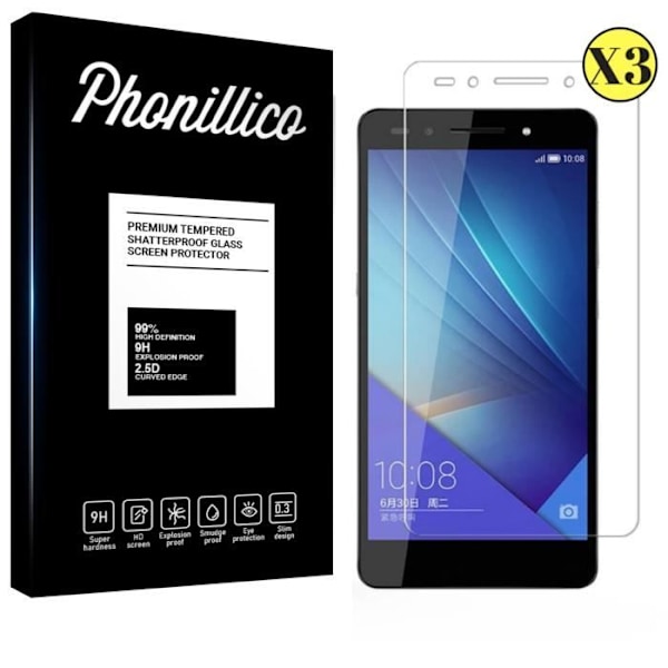 Näyttösuojakalvo - Phonillico® - Huawei HONOR 7 - 3 pakkauksessa - Karkaistu lasi - Naarmuuntumaton