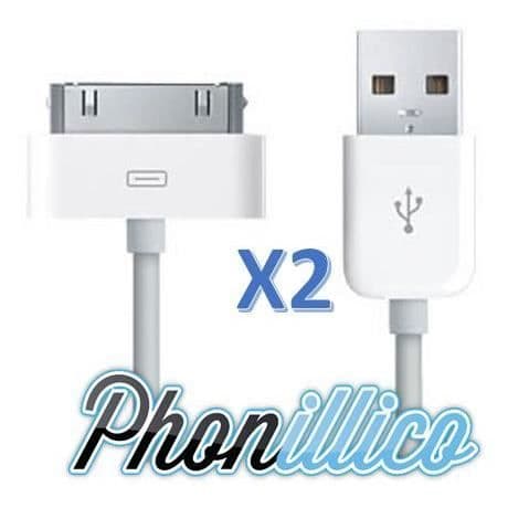Sæt med 2 USB-opladerkabler kompatible med iPhone 4