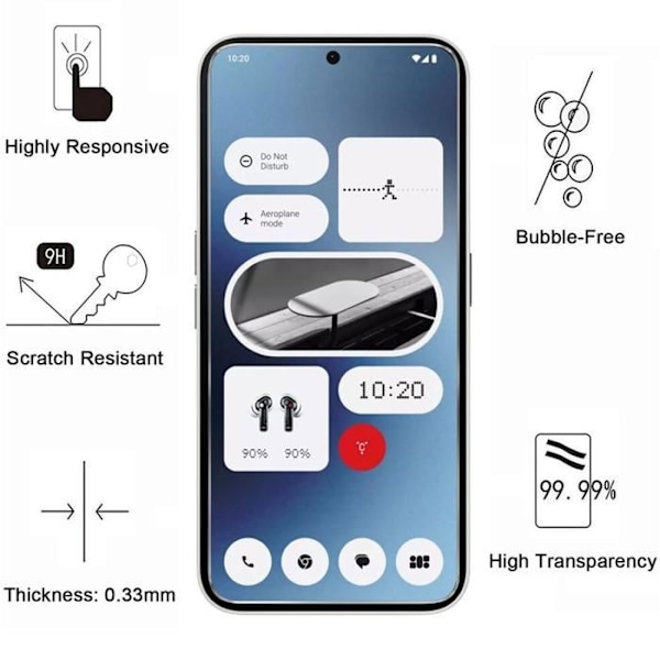Filmværn til Skærm - Phonillico® - Nothing Phone 2a - Pakke med 4 - Tempereret Glas - Ridseresistent Transparent