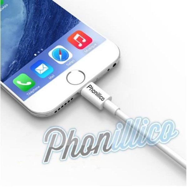 Lot 3 USB-laddarkablar vita som är kompatibla med iPhone SE Phonillico® Vit