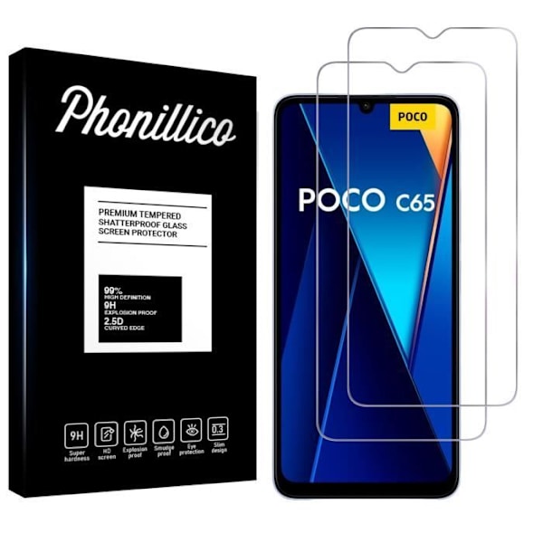 Beskyttelsesfilm - Phonillico - Xiaomi Poco C65 - Pakke med 2 - Ridseresistent - Transparent Transparent