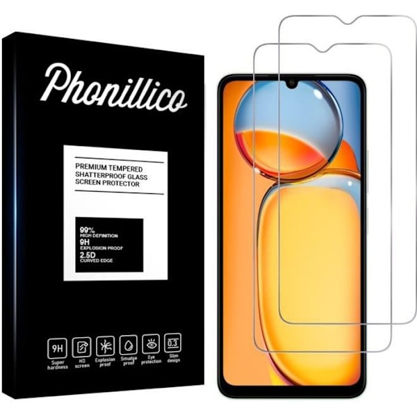 Hærdet Glas - Phonillico® - Xiaomi Redmi 13C - Pakke med 2 - Kradsikker - Gennemsigtig Transparent