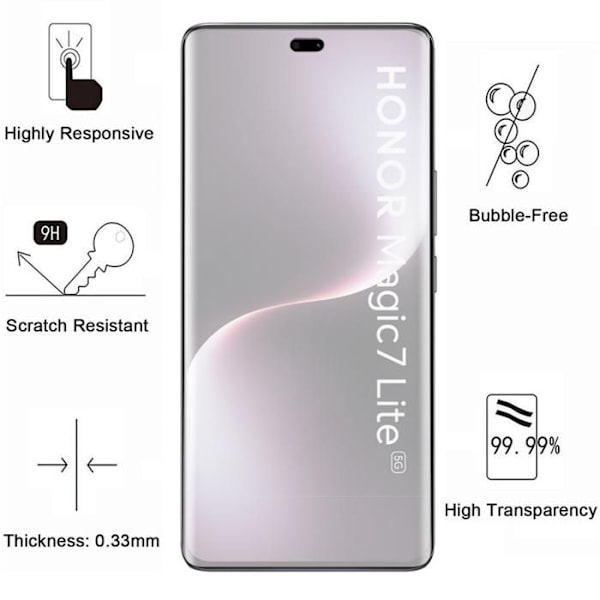 Iskunkestävä kuori - Phonillico® - Honor Magic 7 Lite 5G - Pehmeä - Läpinäkyvä - 2 Lasiä Karkaistua Transparent