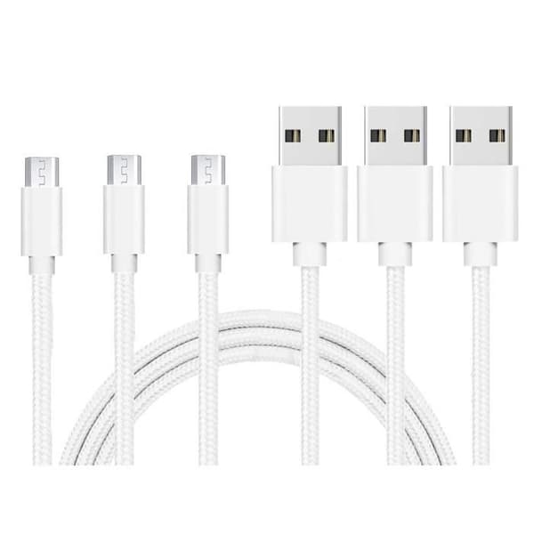 C Kabel Micro USB - Phonillico® - Nylon Vævet - 1 Meter - Pack med 3 - Kompatibel med Huawei
