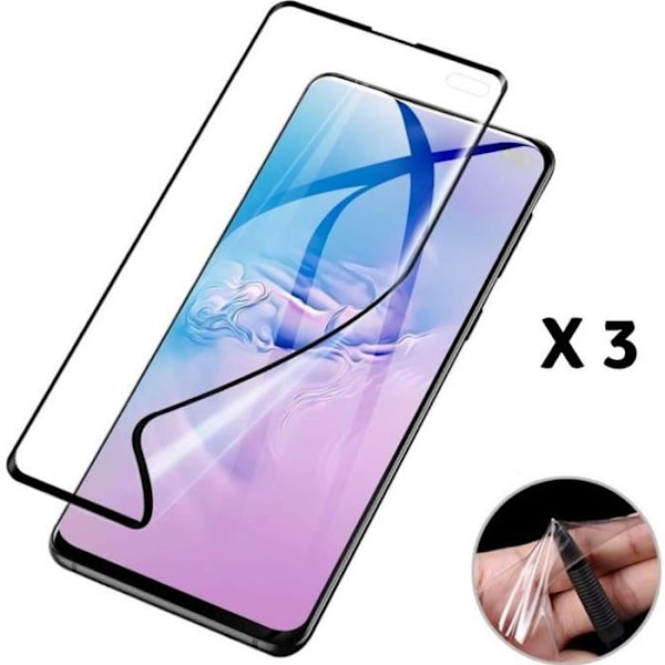 Film Protecteur - Phonillico® - Samsung Galaxy S10 PLUS - 3 Filmer - Motståndskraftig mot repor - Svart kant Svart