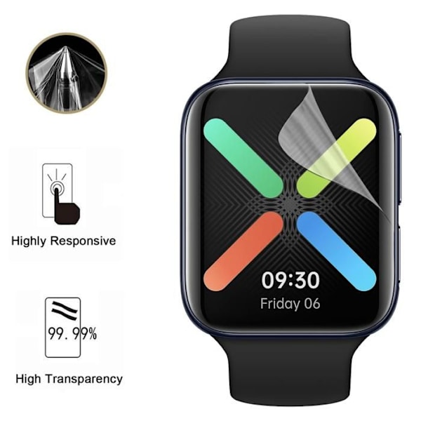 Oppo Watch SE:n näyttösuoja [Paketti 6] Kestävä ultraohut muovisuojakalvo Phonillico Transparent