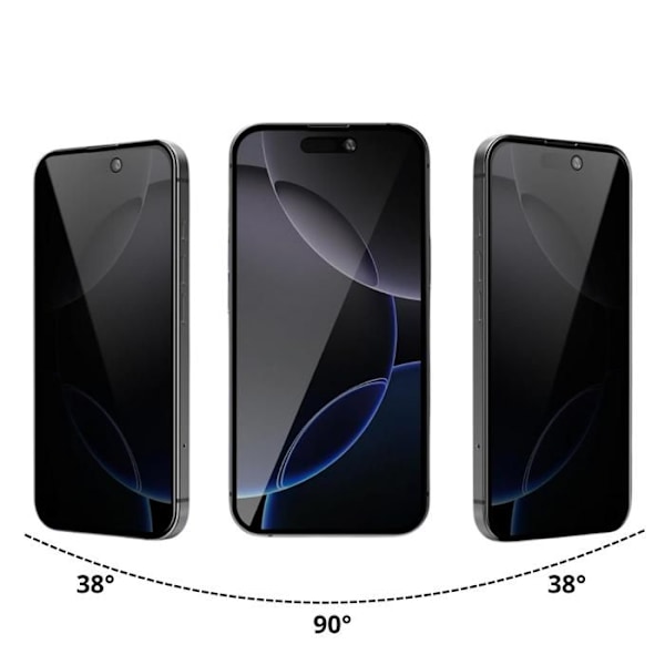 Näytönsuojus - Phonillico® - iPhone 16 PRO - Karkaistu lasi - Pakkaus 2 - Vakoilua estävä Svart