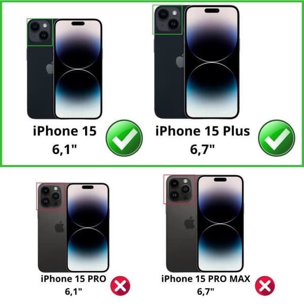 Kameraskydd - Phonillico - iPhone 15 - Pack om 2 - Härdat Glas - Transparent Transparent