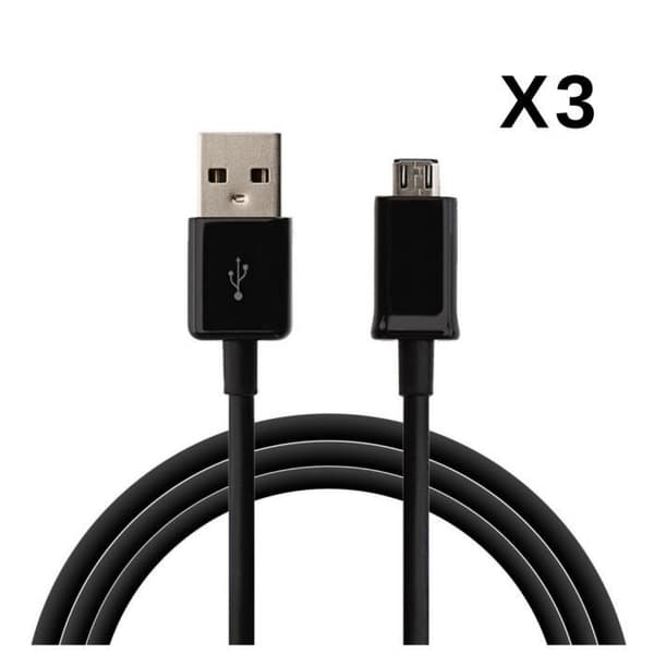 Kabel til Samsung Galaxy Tab A 8.0 2019 - Micro USB kabel Sort 1 Meter [LOT 3] Phonillico®