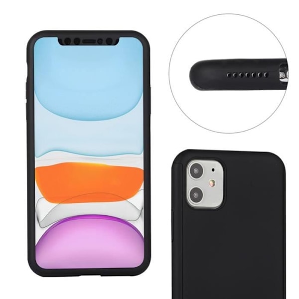 iPhone 11 cover - Phonillico - Sort - Fuld beskyttelse - Hård plast - Tempereret glas Svart