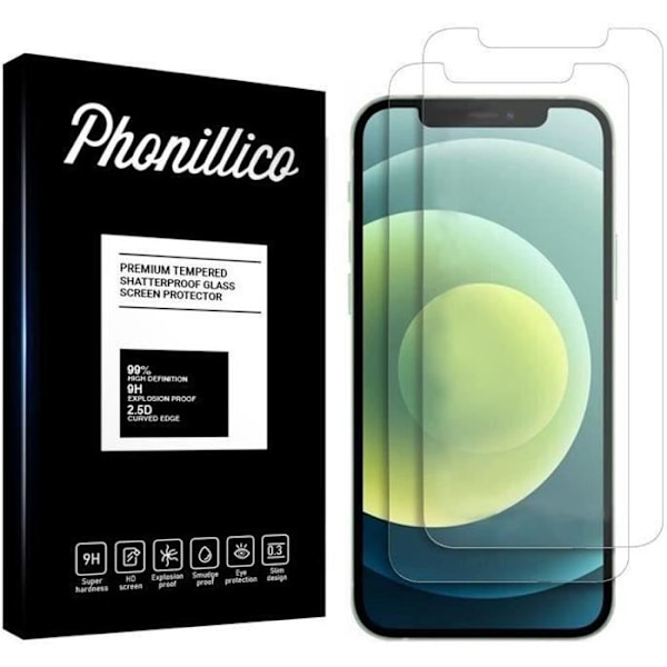 Kalvo Lasinsuojus Näyttö - Phonillico - iPhone 12 MINI - Pakkaus 2 - Karkaistu Lasi - Naarmunkestävä