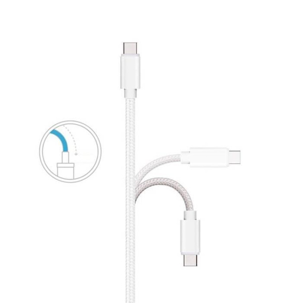 USB-C-kablar - PHONILLICO - 2-pack - Flätad nylon - 1 m - Silvervit Silver Vit