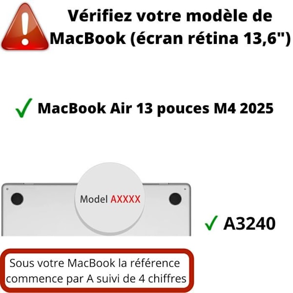 Coque til MacBook Air 13 (13,6) M4 2025 - Beskyttelse 360 Hårdt Etui Transparent Phonillico® Transparent