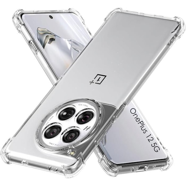 OnePlus 12 5G - Phonillico® - Iskunkestävä kuori - Pehmeä TPU - Läpinäkyvä - Vahvistettu suojaus Transparent