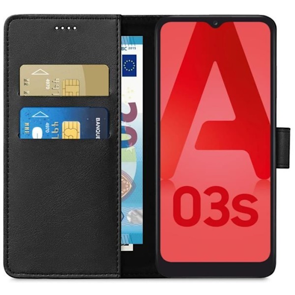 Coque til Samsung A03S - Sort Portefølje med Magnetisk Klap og Kortopbevaring Phonillico® Svart