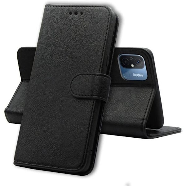 Coque til Xiaomi Redmi 11A - Sort Portefeuille med Magnetisk Lukning og Kortopbevaring Phonillico®