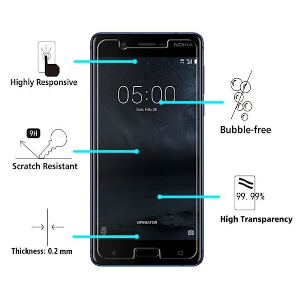 Verre Härdat NOKIA 5 Skärmglas Skydd Phonillico®