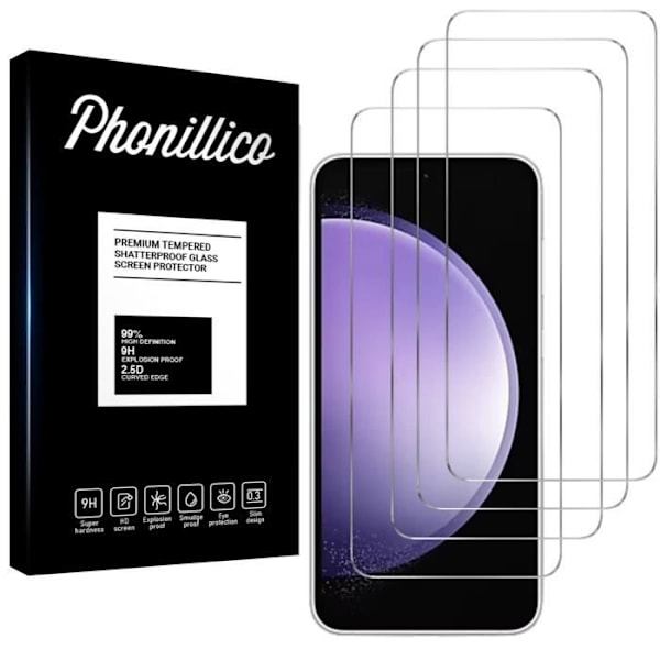 Suojakalvo - Phonillico - Samsung Galaxy S23 FE - 4 pakkauksessa - Karkaistu lasi - Naarmunkestävä Transparent