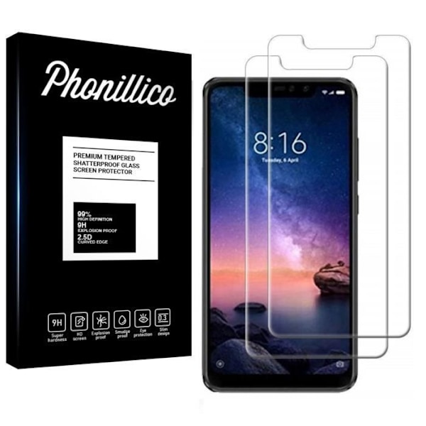 Verre Tempereret Xiaomi REDMI NOTE 6 PRO - [Pakke 2] Ultra Resistens Beskyttelsesglas til Skærm [Phonillico®]