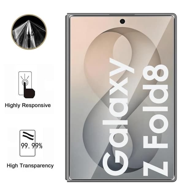 Stødabsorberende cover til Samsung Galaxy Z FOLD 8 og Phonillico® plastskærmbeskyttelse Transparent