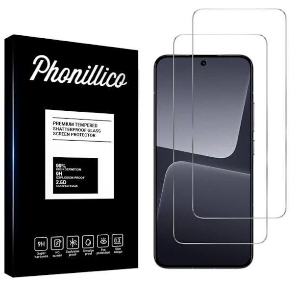 Dubbelförstärkt Glas - Phonillico® - Paket 2 - Kompatibel med Xiaomi 13/14/15 - Repåresistent - Transparent Transparent