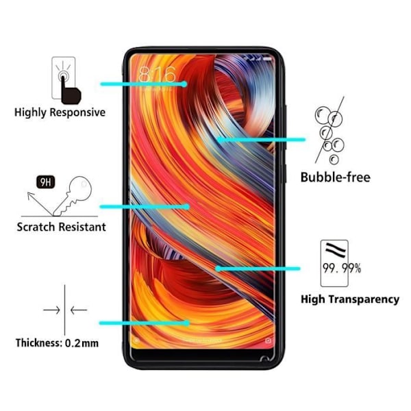 Film til beskyttelse af skærm - Phonillico® - Xiaomi MI MIX 2S - Hærdet glas - Ridsefrit - Stødabsorberende