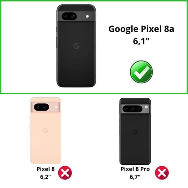 Coque til Google Pixel 8a og 2 hærdet glas skærmbeskyttelse Phonillico Transparent