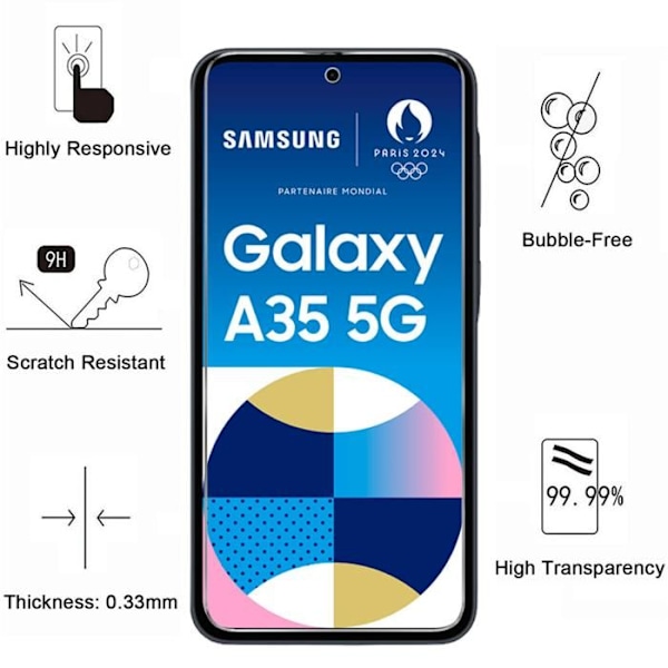 Filmbeskydd för Skärm - Phonillico - Samsung Galaxy A35 5G - Pack 2 - Härdat Glas - Transparent Transparent